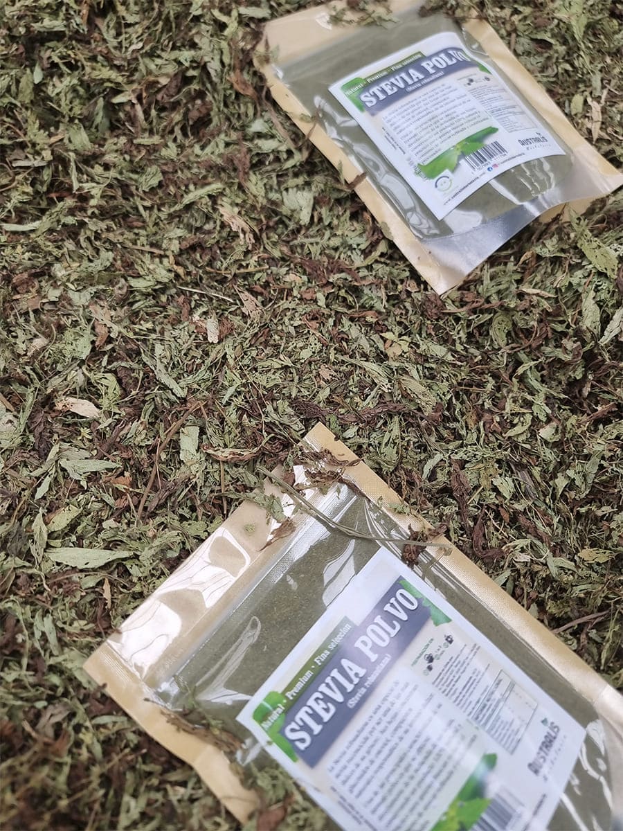 Endulzante vegetal en polvo de stevia para repostería batidos y jugos