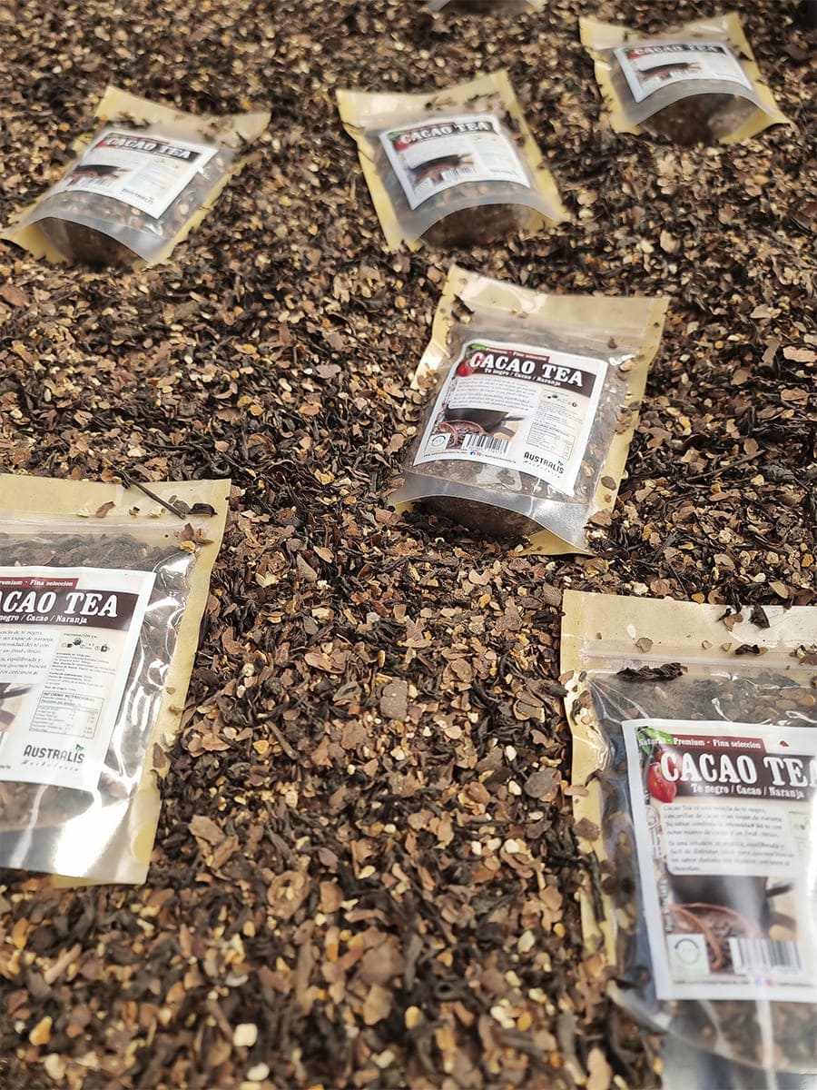 Mezcla de té negro con cascarilla de cacao y naranja