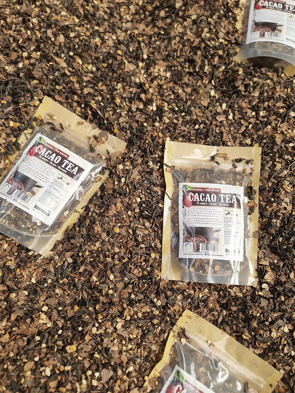 Mezcla herbal de té negro, naranja seca y cascarilla de cacao