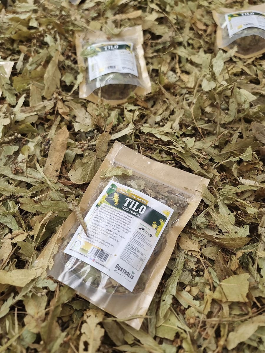 Flores de tilo secadas naturalmente para uso en infusión